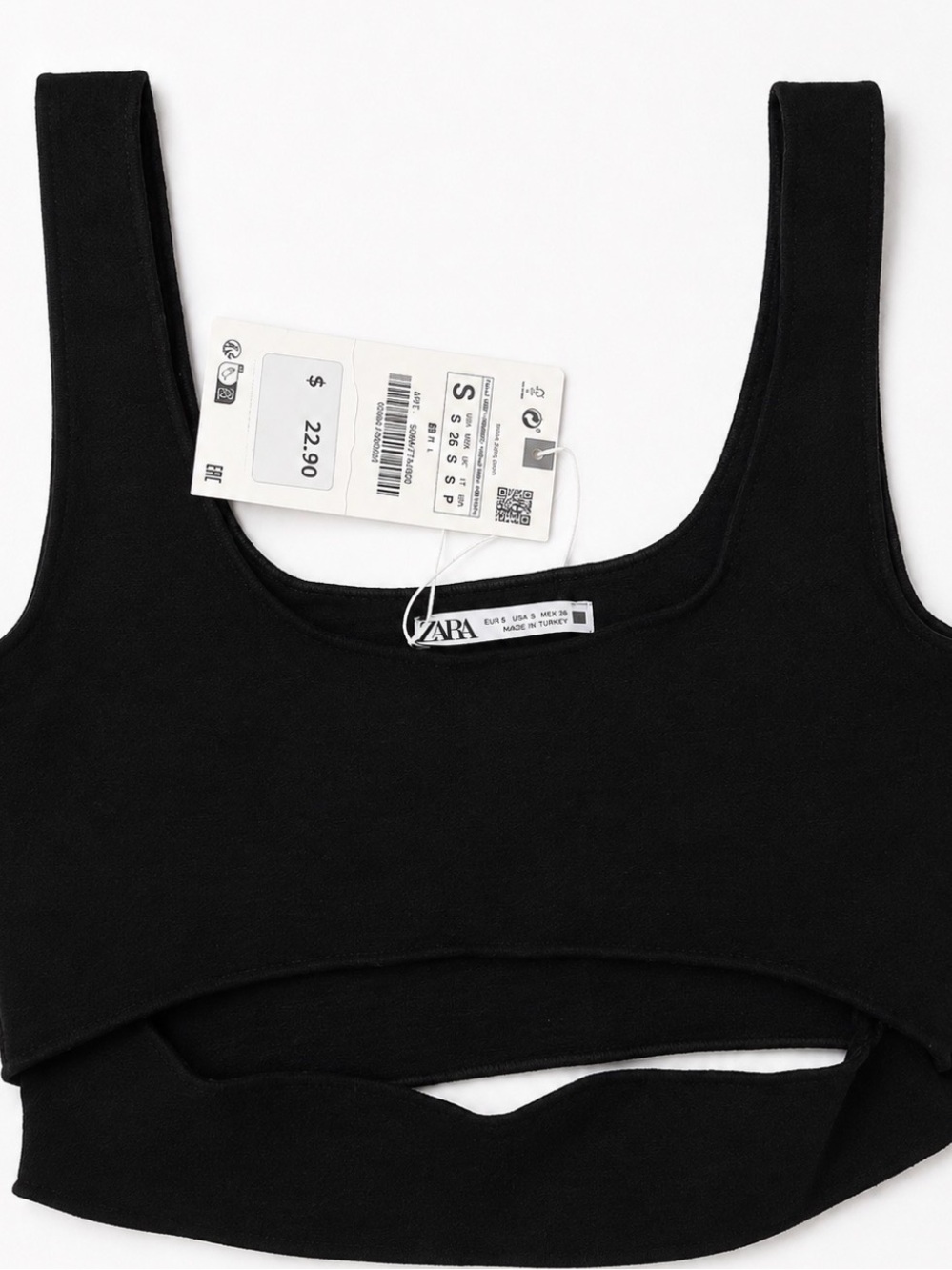 Zara Black Cropped Tank with Cutout